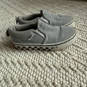 Vans Kids Gray Checkered Slip-On Sneakers size 11